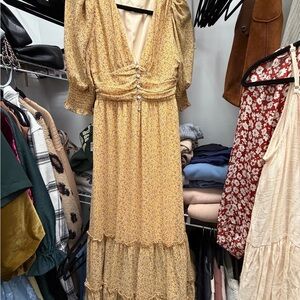 Altar'd State Yellow Floral Maxi Dress